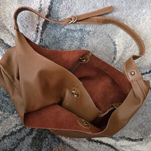 SALE! Unlined Suede Leather Elegant Front slip Pocket Shoulder Bag FIRM$ or BUND